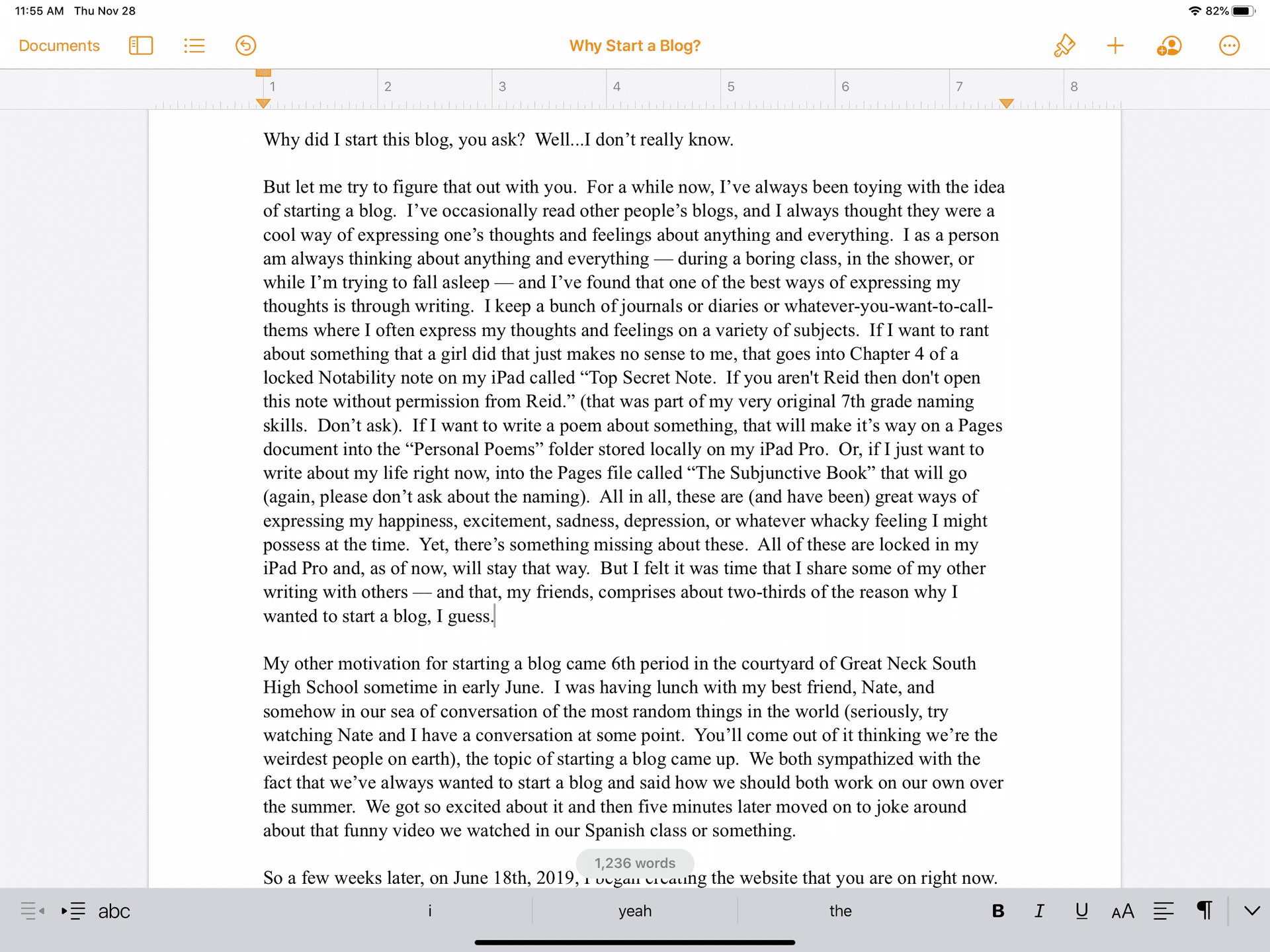 Typing this blog post